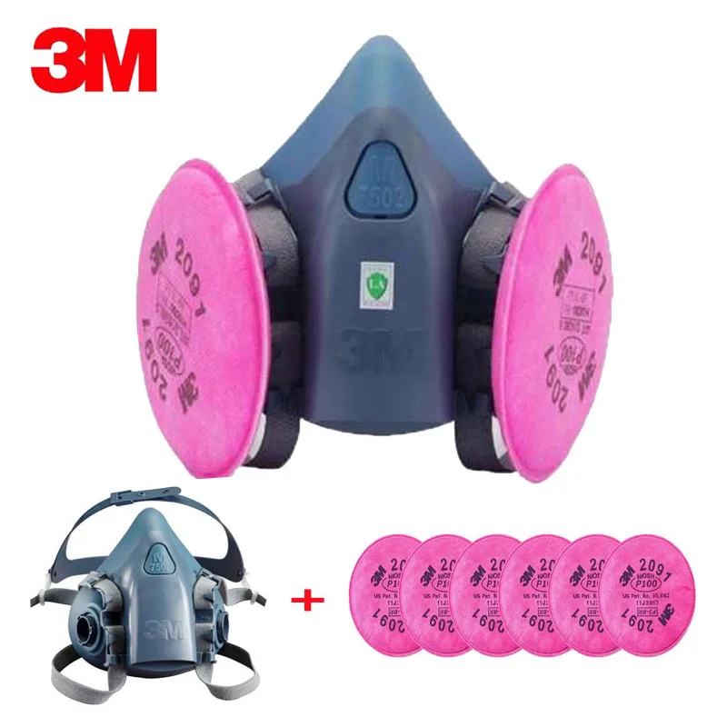 

7 In 1 Suit 3M 7502 2091 P100 Industry Work Mask Paint Dust Mask Respirator Spray Dust Respirator Fliters