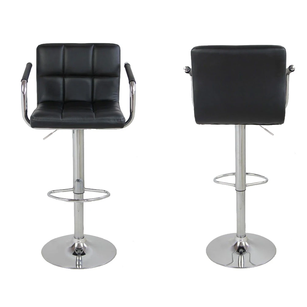 

2pcs SSJ-891 60-80cm 6 Checks Round Cushion Bar Stools with Armrest Black