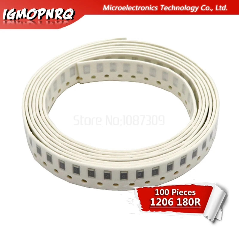 

100PCS 1206 SMD Resistor 5% 180 ohm chip resistor 0.25W 1/4W 180R 181