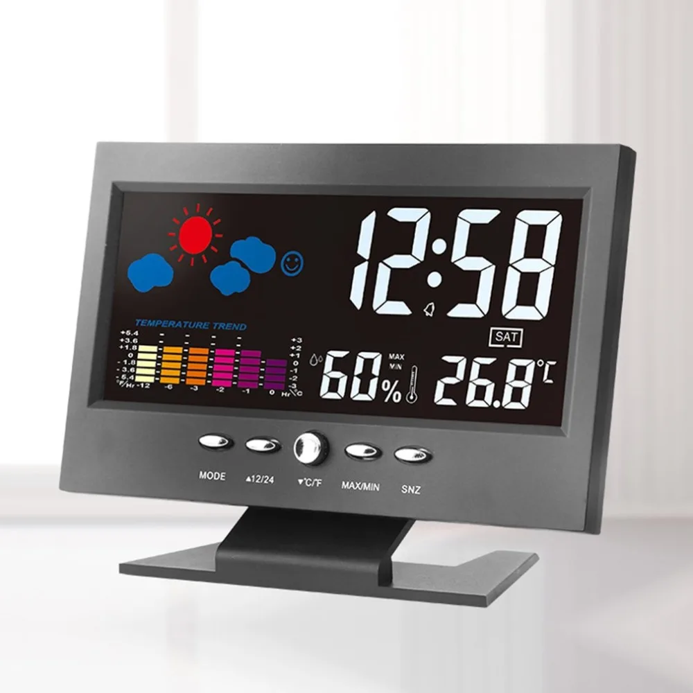 Электронный цифровой ЖК-монитор температуры и влажности часы термометр гигрометр Электронные Домашние часы погоды
