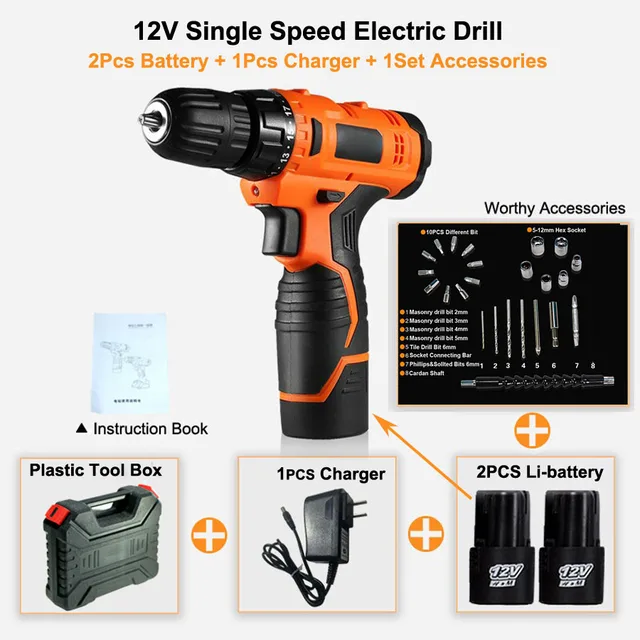 E 328 12V 16V 24V Waterproof Cordless Drill Rechargeable Lithium