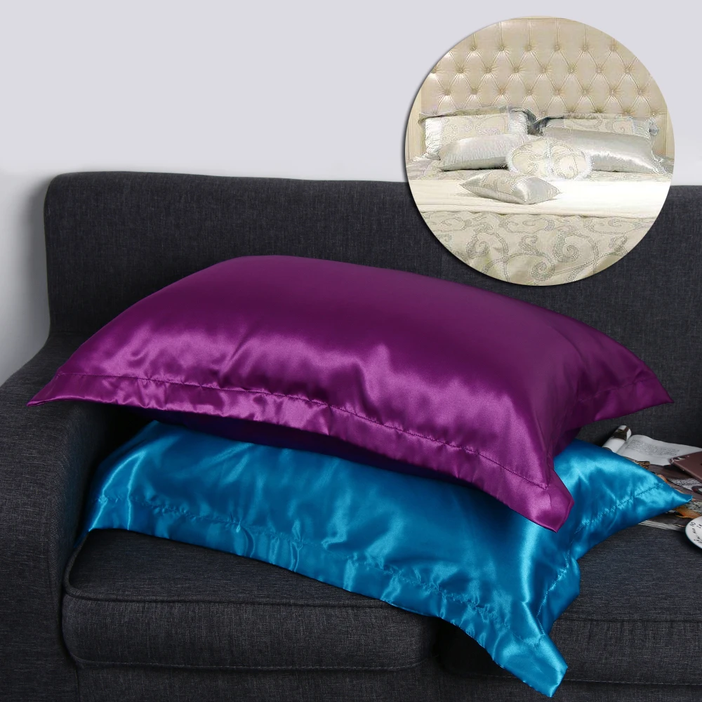 

1 Pc Soft Smooth Rectangle 50*70cm Queen Standard Imitation Silk Satin Pillow Case Multi Colors Bedding Pillowcase