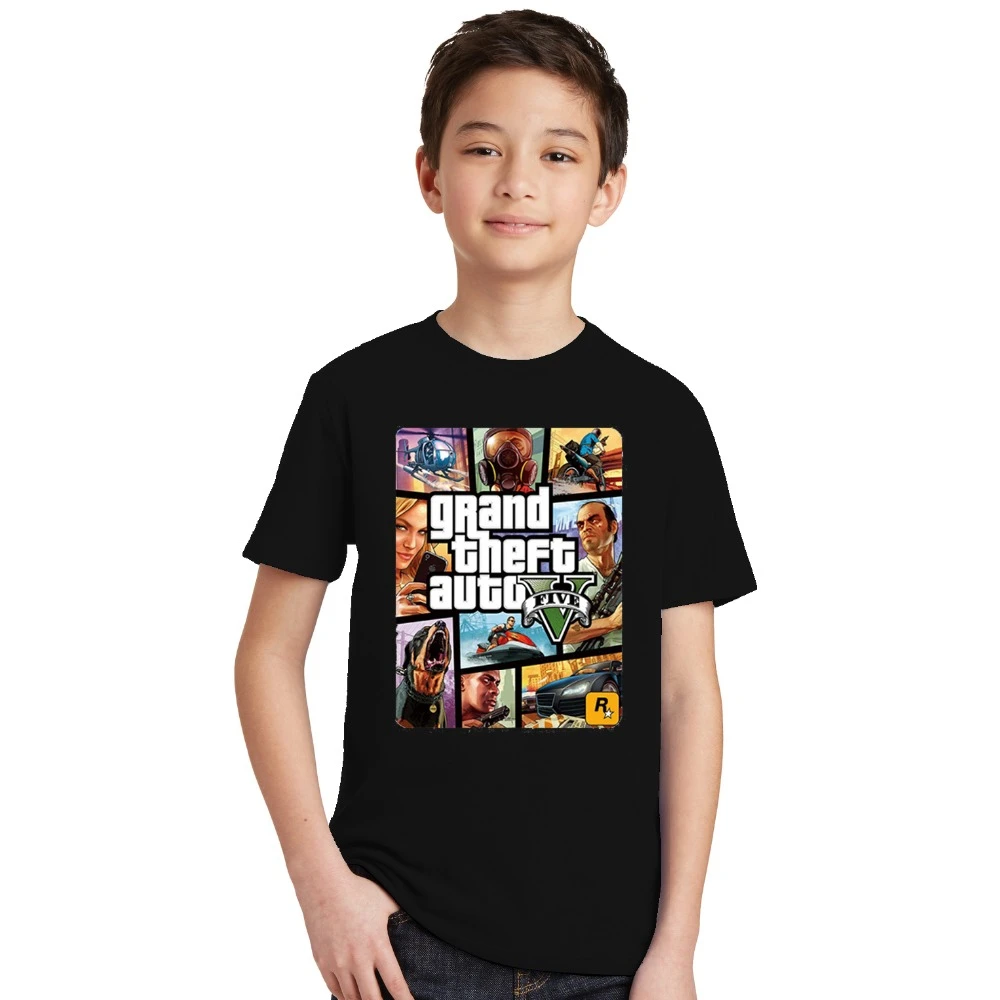 Manga niños niñas camisa niños usan ropa 4 colorido Gta V calle gángster camisetas|Camisetas| - AliExpress