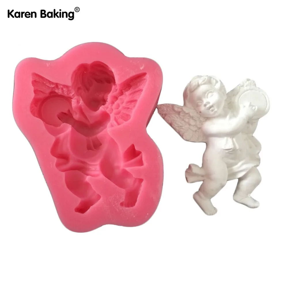 

Lovely Angel Boy With Drum Shape 3D Silicone Cake Mold Fondant Cake Tools For Cupcake C507