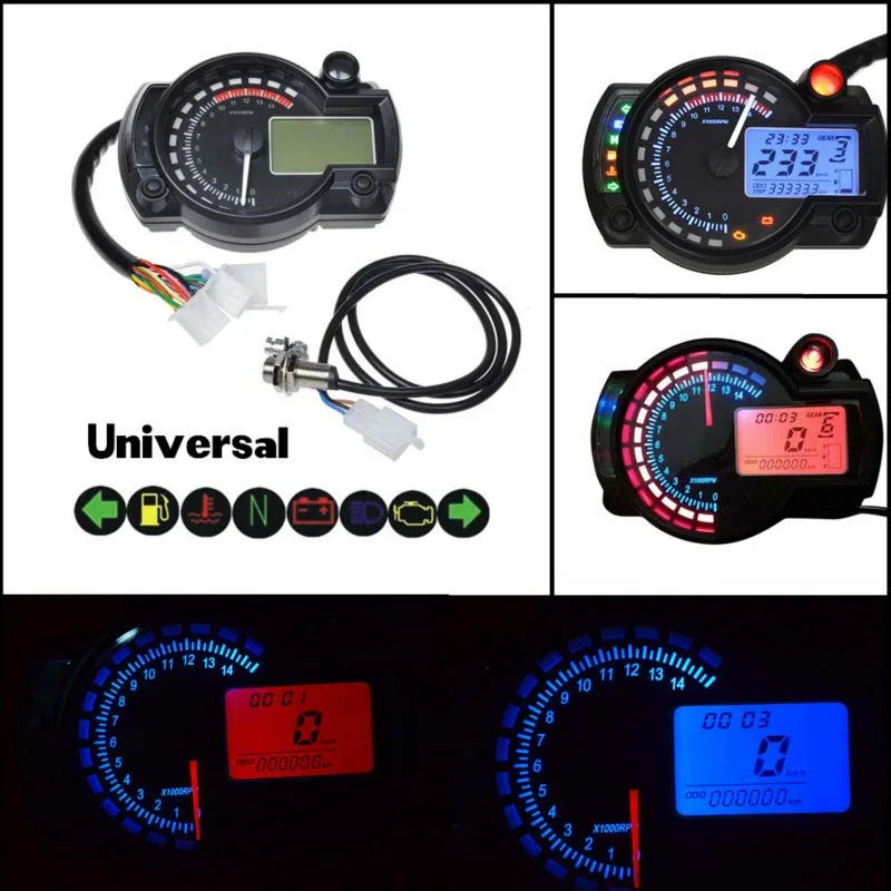 

Mayitr 1pc LCD Digital Dual Color Universal Motorcycle Speedometer Tachometer Odometer Gauge For Motorbike Accessories