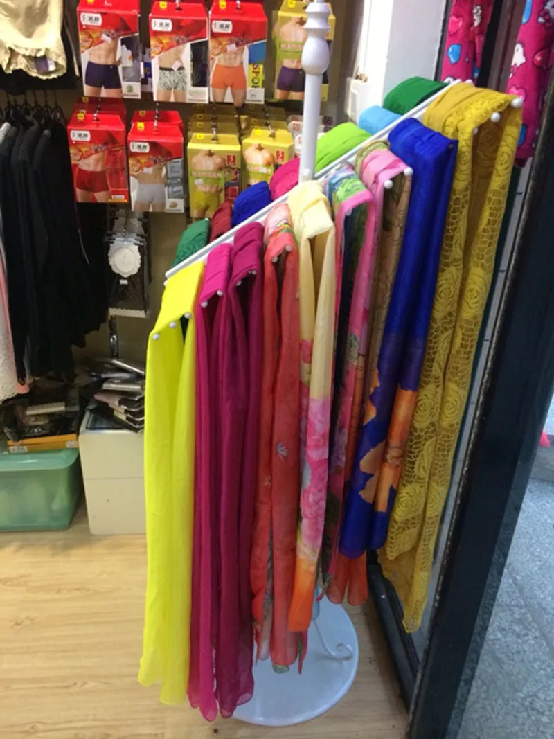 Кованого железа магазин одежды двухрядный шарф носить шарфы дисплей консоли пальто стойки вешать шарф полки