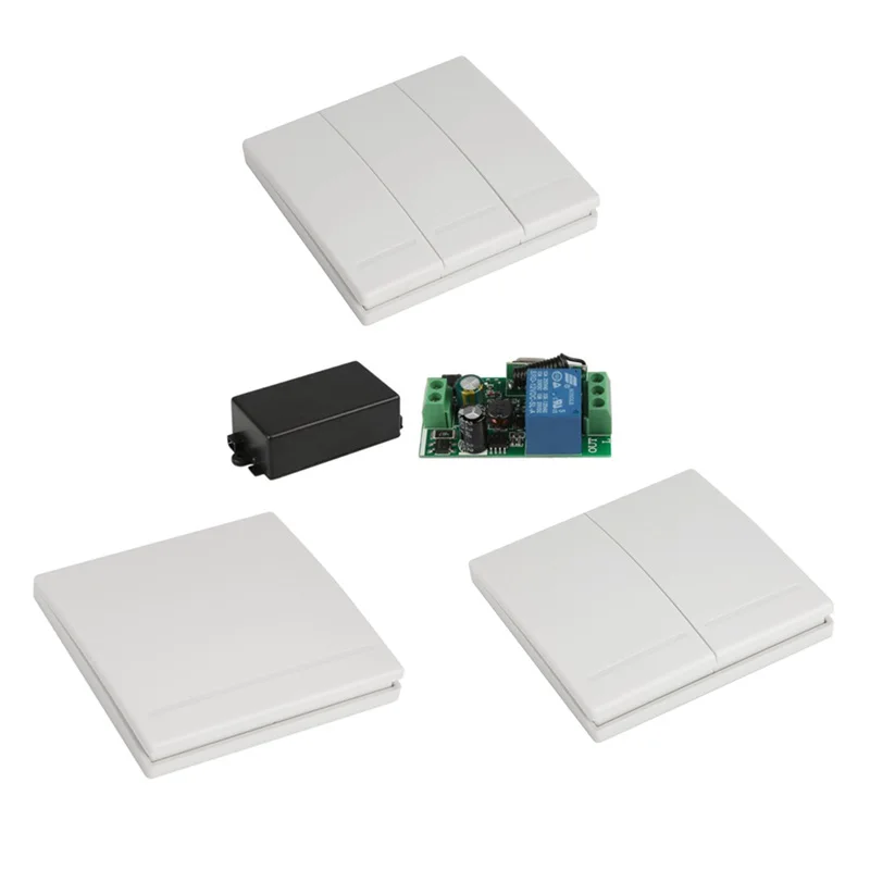 

433Mhz Wall Panel Remote Control Switch Universal Wireless RF Transmitter 220V 12V Relay Receiver Smart Home Lights Switches