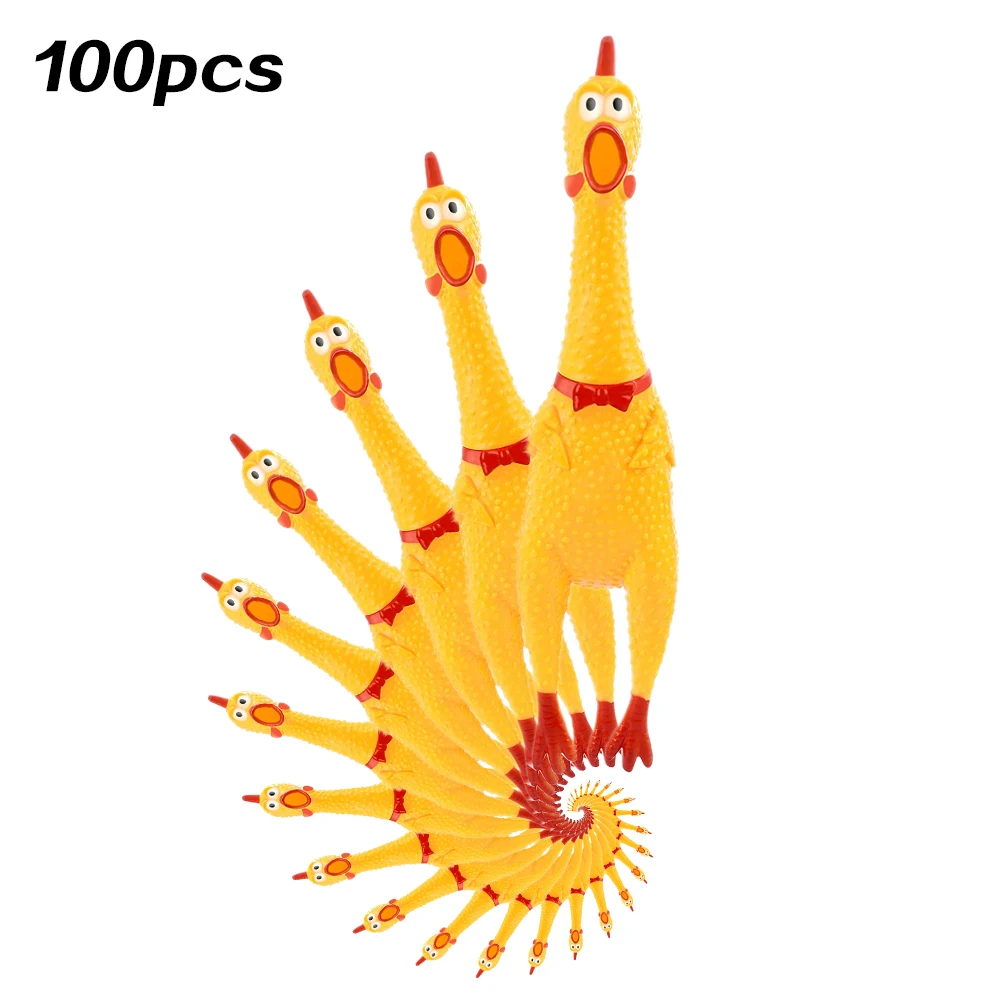 

100PCS*17CM Screaming Chicken Squeeze Sound Toy Pets Shrilling Decompression Tool Funny Gadgets toys for Children or Pets