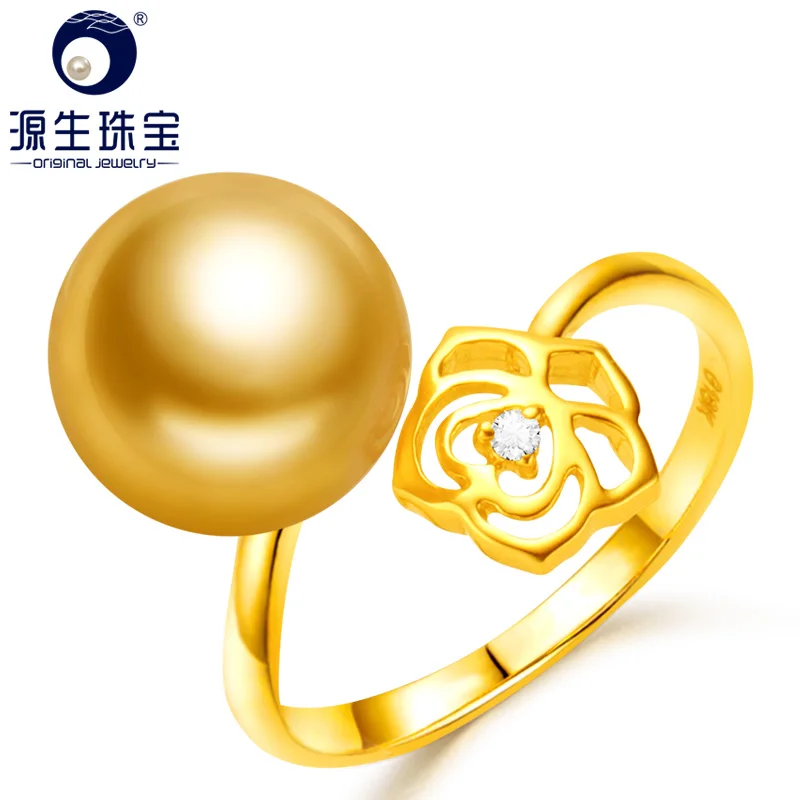 YS 18K Solid Gold Engagement Rose Ring 10-11mm South Sea Pearl Fine Jewelry | Украшения и аксессуары