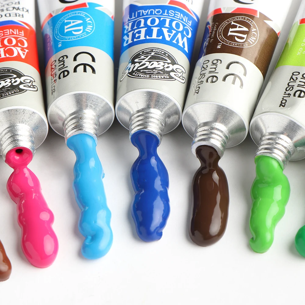 

12 Color Acrylic Paint Set 6 ml Tubes Artist Draw Painting Pigment DIY Art Painting Pigment with Brush