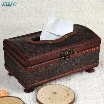 

New Retro Wooden Rectangular Paper Cover Case Tissue Box Napkin Holder Home Decor MAY16
