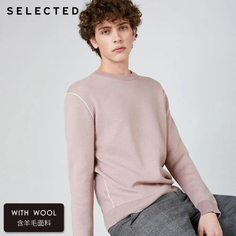 Отборный Мужской Хлопковый пуловер с круглым вырезом, свитер, контрастная трикотажная одежда с | 419124520 - Цвет: PINK