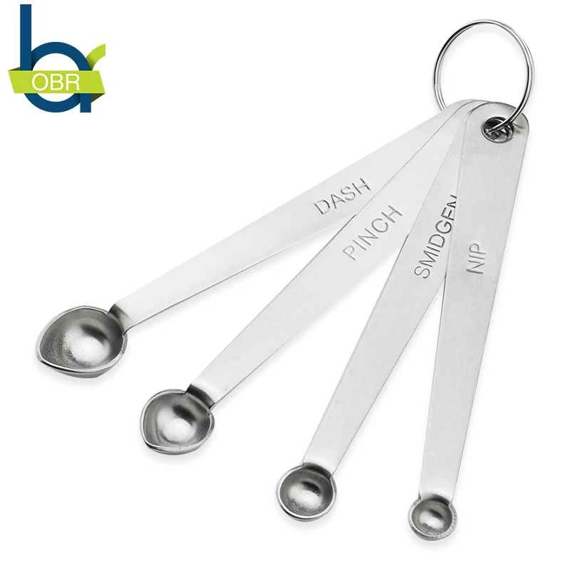 

OBR 4Pcs Stainless Steel Measuring Condiment Spoons Kitchen Tools Sets For Baking Sugar Coffee Tea Graduated Spoon