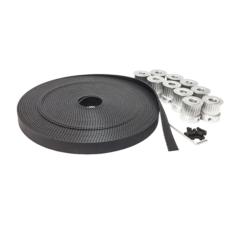 

HTD 3M Open Timing Belt Toothed Belt Width 15mm 10 Meters and 10pcs Timing Belt Aluminium Pulleys 25 Teeth Bore 6mm 8mm 12mm