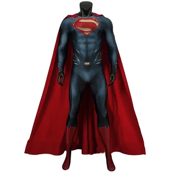 

COSPLAYONSEN Superman Clark Kent Cosplay Costume Man Of Steel Zentai Jumpsuit with Cloak for Halloween