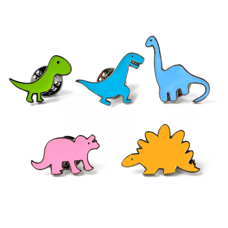 Разноцветная брошь с мультипликационным динозавром бронтозавром кнопка сделай