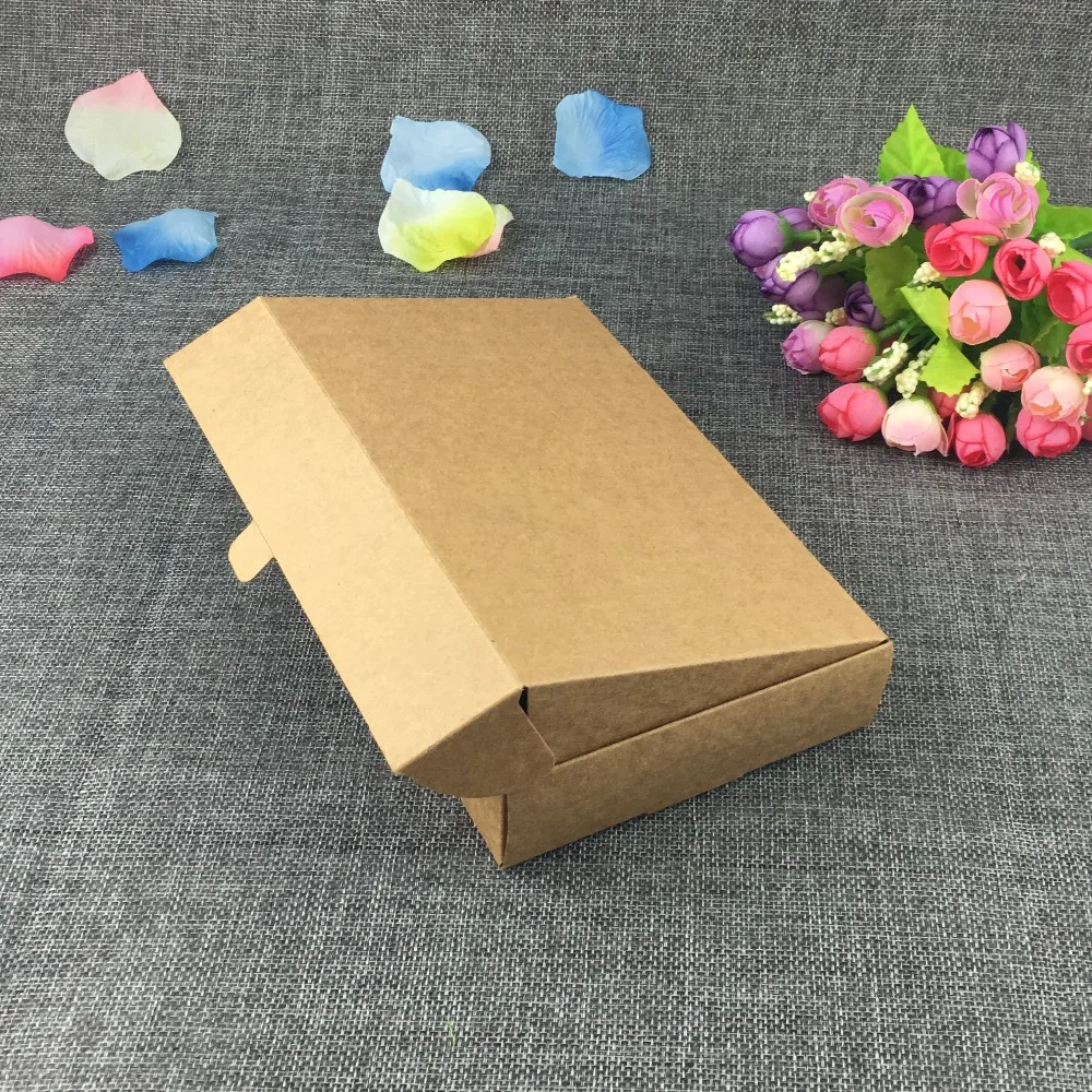 12 шт./лот, коричневая картонная подарочная коробка, белая посылка, картонная коробка, крафт-бумага, ручная мыльная упаковка, складная коробка