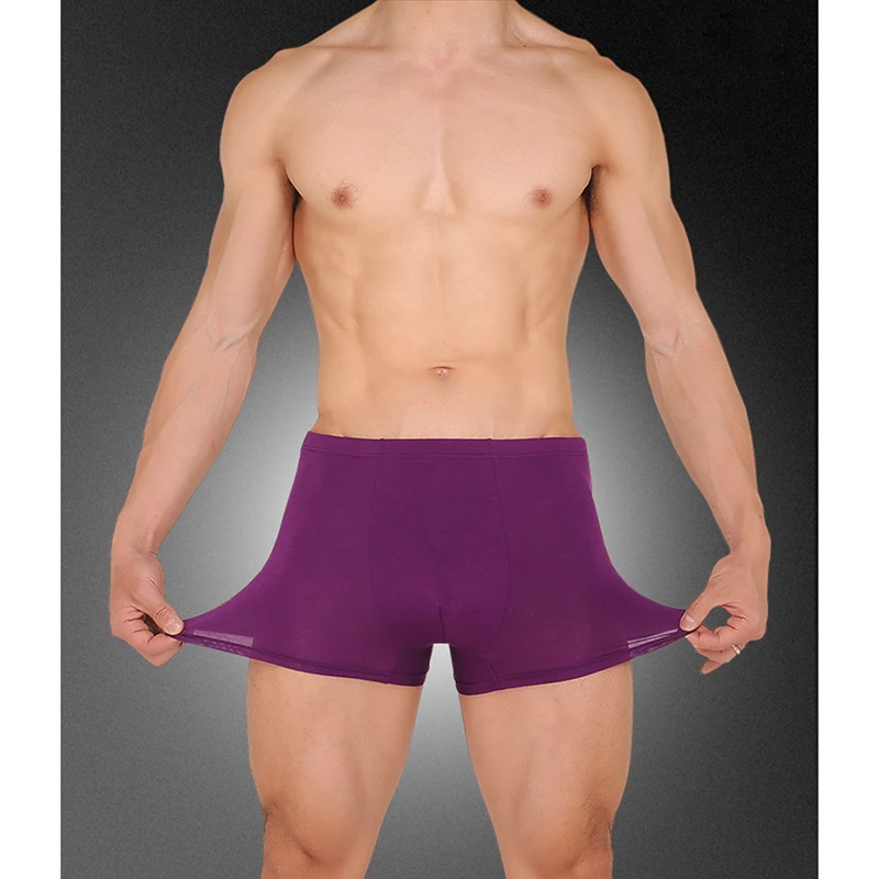 Solid Men Boxer Shorts Soft Men Underwear High Elastic Male Panties 6