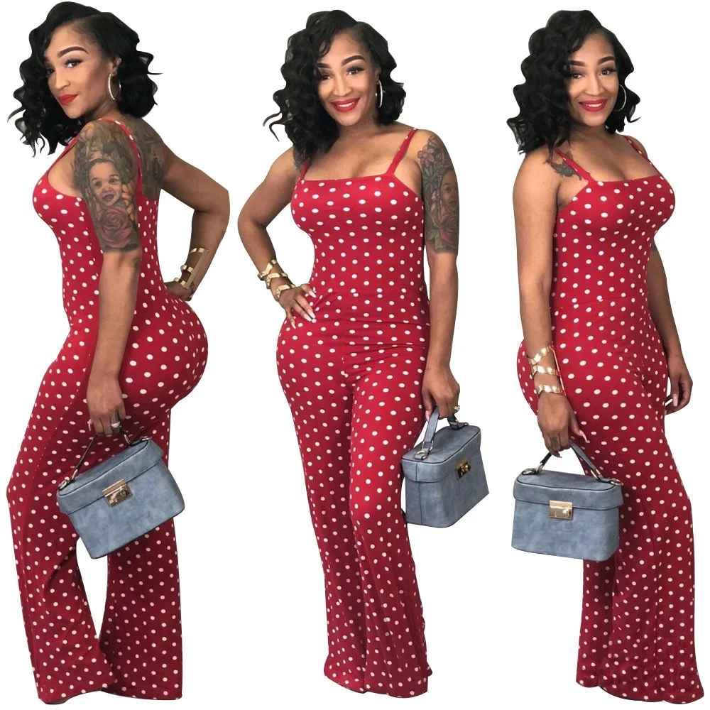 

2018 New Sexy Clubwear Overalls For Women Jumpsuits Playsuits Plus Size Sexy Wave Point Long Rompers Pants S-XXL 3XL