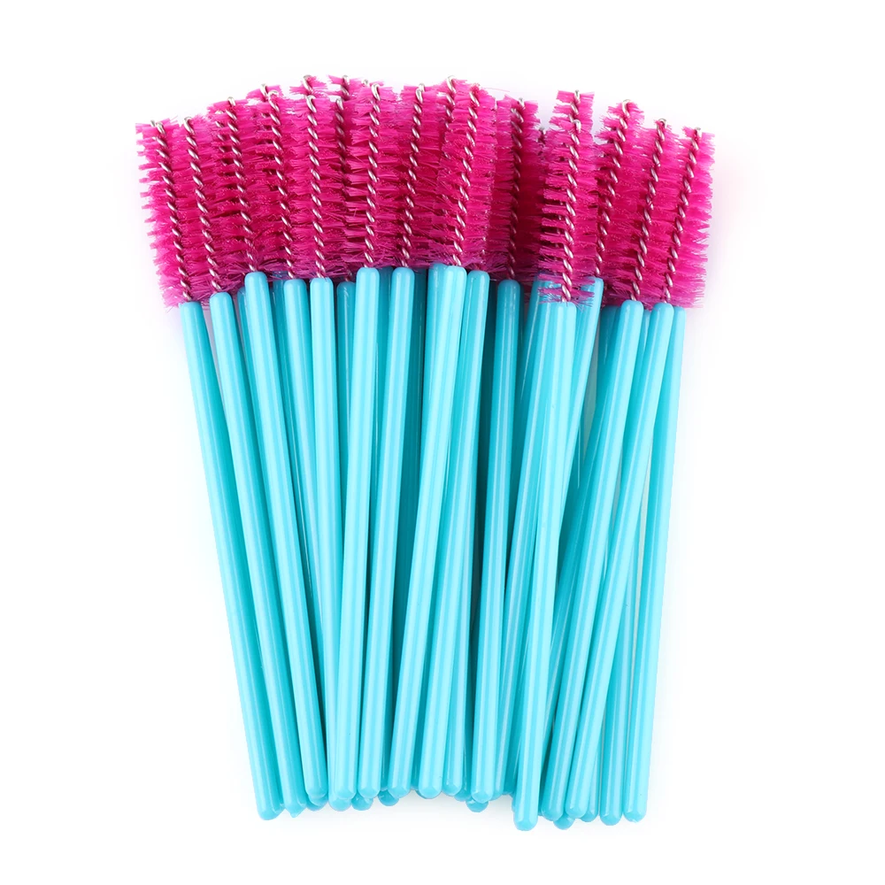 

50pcs/lot Disposable Nylon Mascara Wands Blue Handle Brushes Lashes Makeup Brushes Eyelash Extension Tools