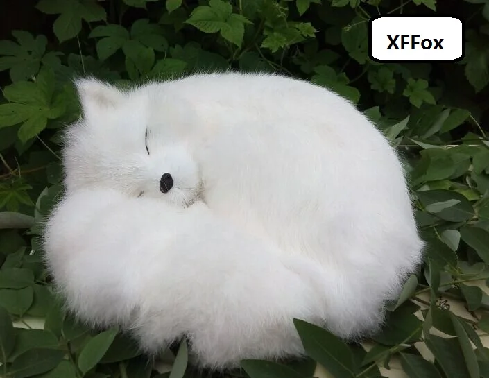 

big real life white fox model plastic&furs simulation sleeping fox doll gift about 27x12x27cm xf1789
