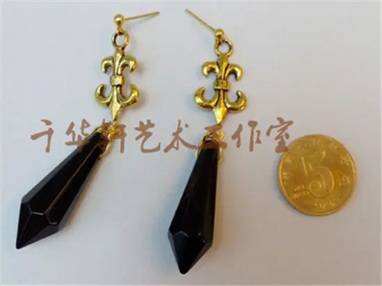 Блестящие серьги ручной работы в стиле Сейлор Мун Сатурн, черные женские сережки из серебра 925 пробы, реквизит для косплея, подарок, новинка