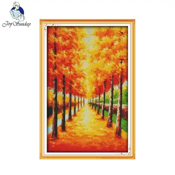 

Golden autumn Needlework DIY 14CT 11CT Cross stitch Sets For Embroidery kits scenery pattern Counted Cross-Stitching crafts
