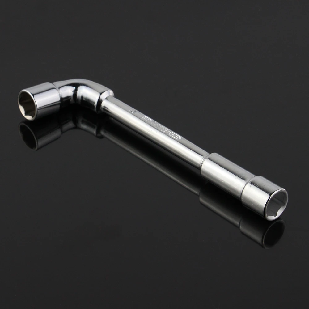 13mm L type angled socket wrench spanner with thru hole, Chome vanadium