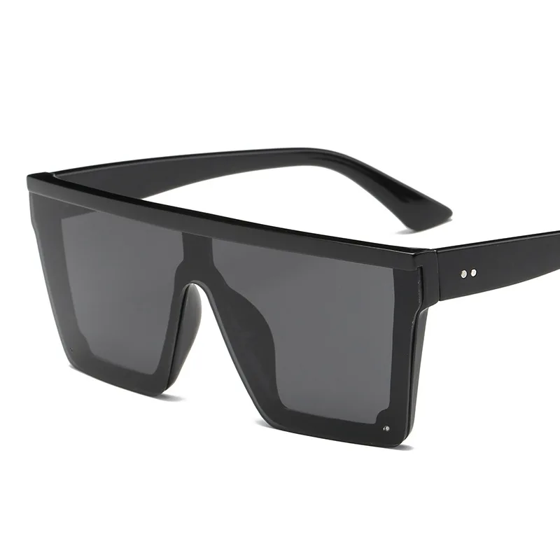 Квадратные Солнцезащитные очки для мужчин и женщин, зеркальные модные женские очки, UV400, солнцезащитные очки для вождения, мужские очки с плоским верхом, Lentes De Sol Hombre - Цвет линз: Черный