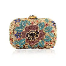Fashion Women Bags 2016 Designer Flower Crystal Clutch Evening Lady Party Famous Michaeled Purse And Handbags High Quality