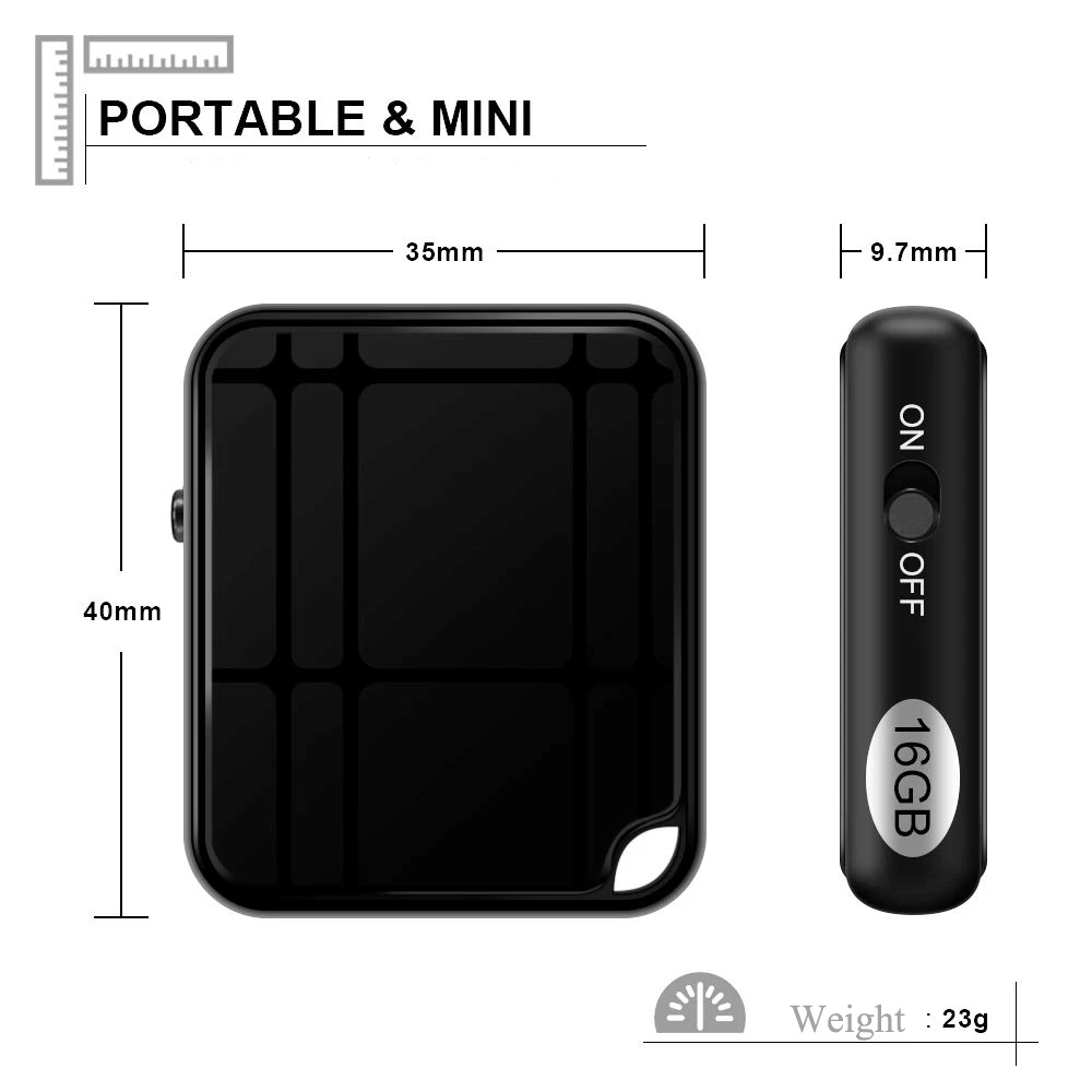 Мини диктофон переносной диктофон 16 Гб USB Перезаряжаемый MP3 аудиомагнитофон с голосовой активацией для встреч и интервью