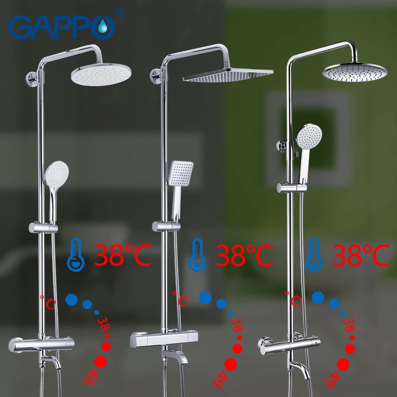GAPPO صنبور حوض استحمام s الحمام دش ثرموستاتي الحنفية الحنفية شلال صنبور حوض استحمام حمام دش خلاط مجموعة دش رئيس