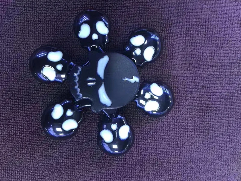 Анти-стресс череп fidget Spinner светится в темноте анти-стресс ручной Спиннер светящийся свет блеск металлический палец Спиннер игрушки