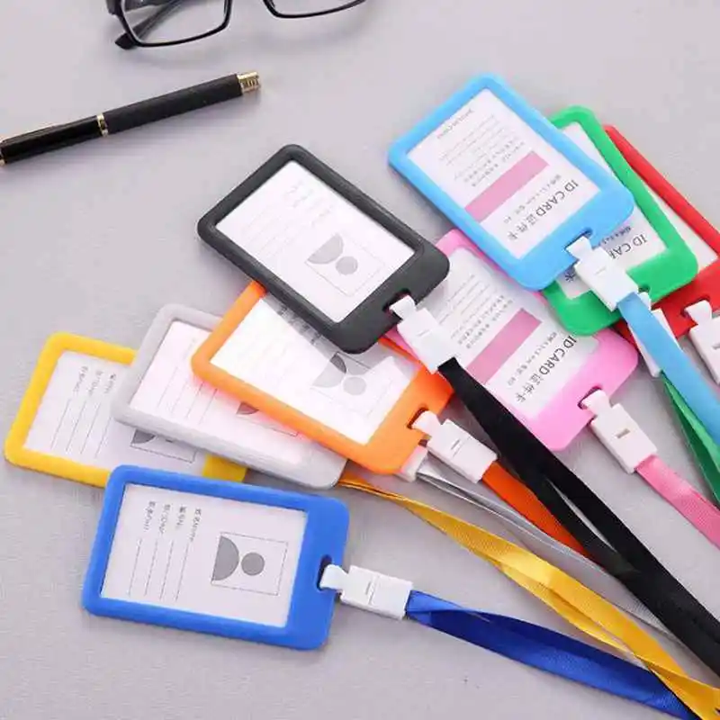 

Business Casual Credit Card ID Holders Bag Travel Bank Bus Plastic Credit Card Holder Keyring Key Women Men Wallet Chain Case