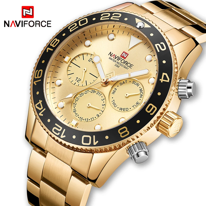 

NAVIFORCE Top Luxury Brand Men Sports Watches Men's Quartz 24 Hours Date Clock Man Fashion Casual Gold Waterproof Wirst Watch