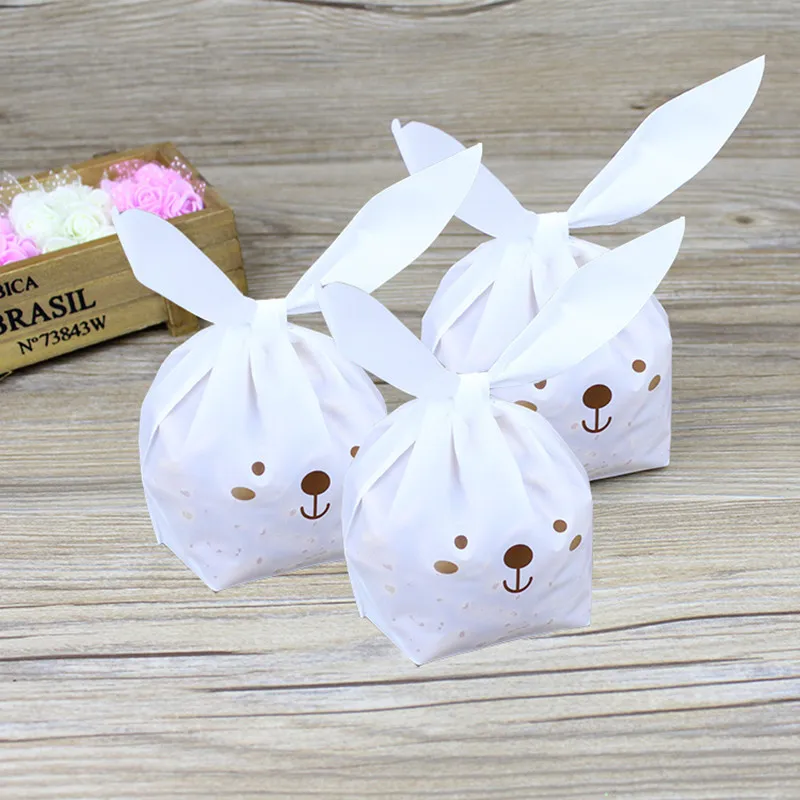 20pcs/lot rabbit ear cookie bags plastic candy Biscuit Packaging Bag