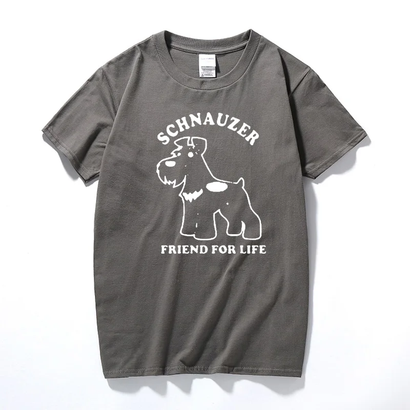 Шнауцер любитель собак питомец взрослая футболка мужская с круглым вырезом короткий рукав Забавный подарок колледжа футболка - Цвет: Темно-серый