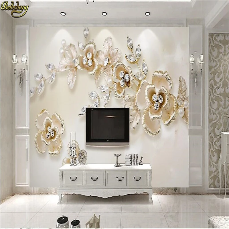 3d Европейский ТВ фон с жемчужным цветком роскошные фотообои на заказ большие