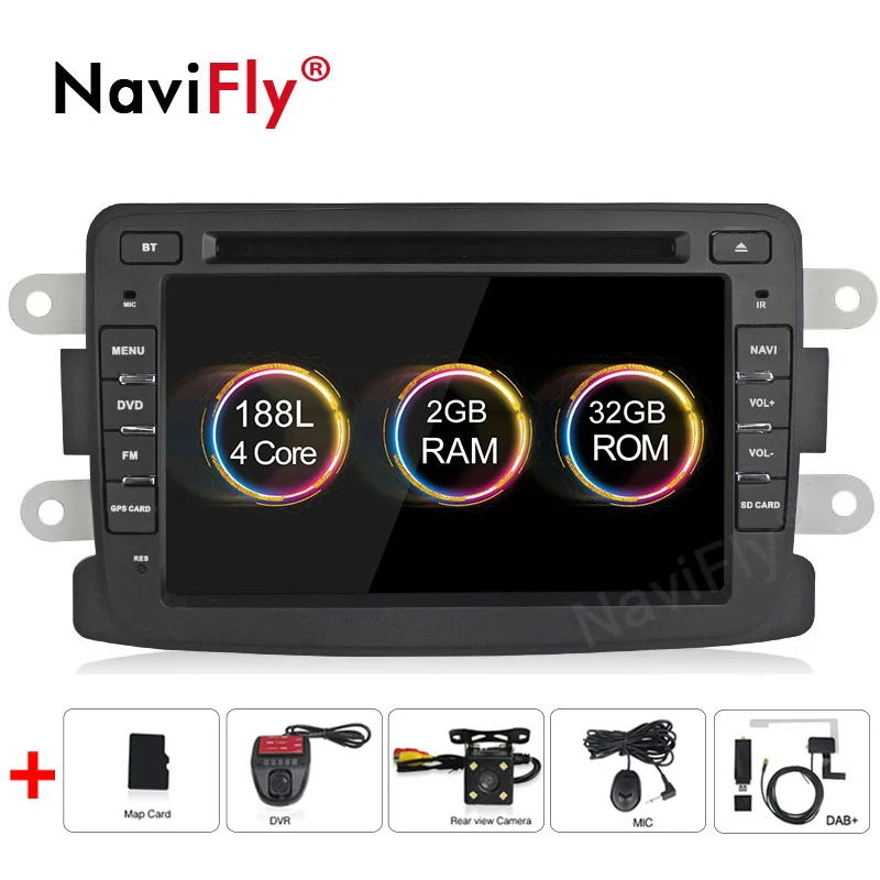 Perfect NaviFly 2G+32G Android 9.1 GPS DVD Radio player for Dacia/Sandero/Duster/Renault/Captur/Lada/Xray 2/Logan 2 1 Din WIFI BT CANBUS 0