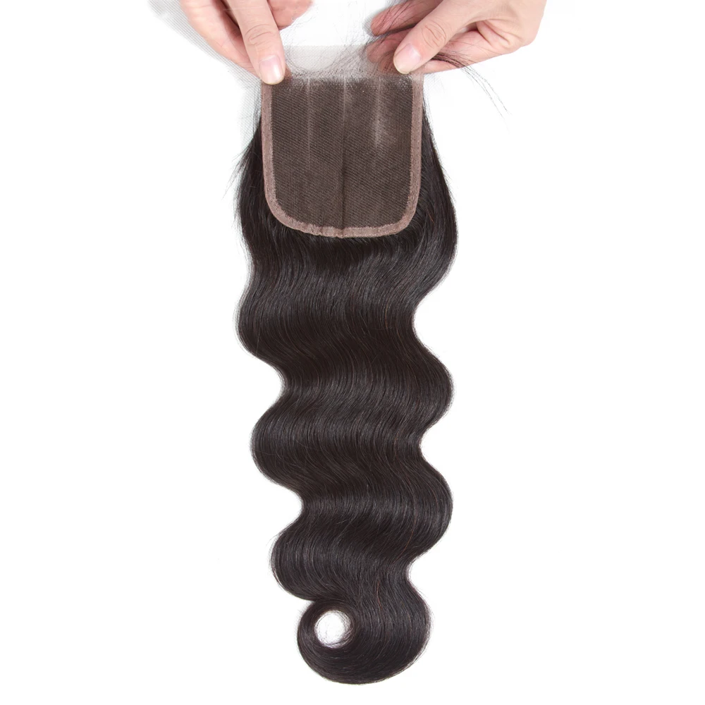 Перуанские тела синтетические волосы волнистые швейцарские кружева свободная часть человеческие волосы кружева закрытие 1 шт. 10 "-20"