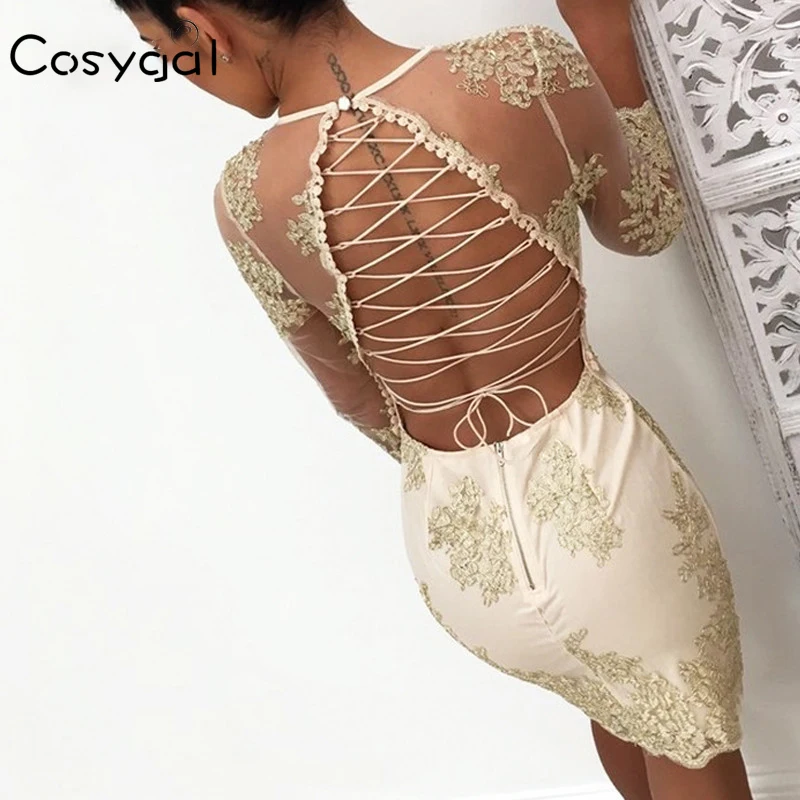 COSYGAL пикантные Клубные кружевные платья vestidos Для женщин Винтаж облегающее платье