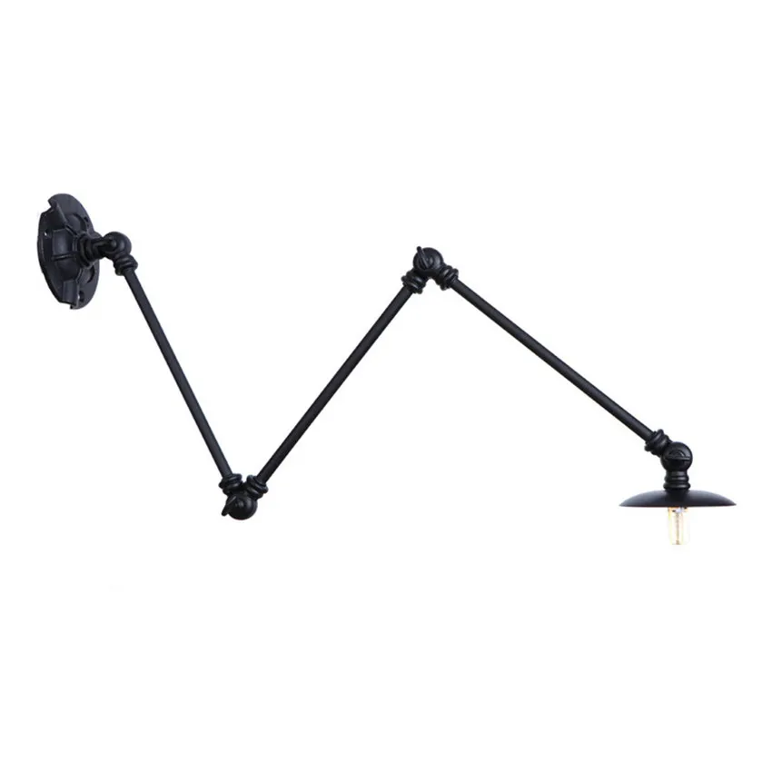 Buy Vintage Industrial Telescopic Folding LED Wall Lamp Loft Three Links Long Arm Sconce Wall Lights Iron Black Indoor Lighting