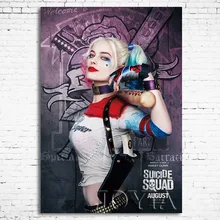 Póster de película cómics, pósteres de seda Harley Quinn Joker Deadpool, cuadros impresos, decoración de pared del dormitorio para el hogar, arte en lienzo(China)