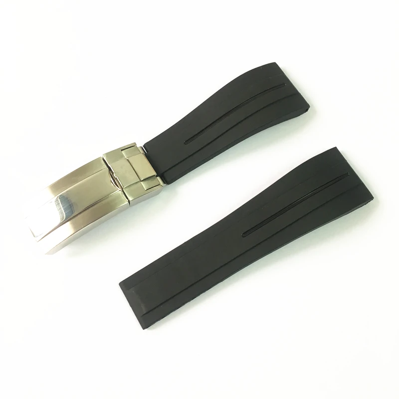 MERJUST New 20mm 21mm Black Soft Dustproof Silicone Rubber Watchband For Role strap Daytona Submariner GMT OYSTERFLEX Bracelet