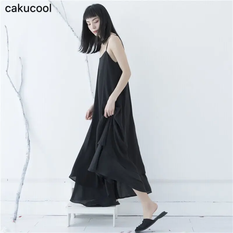 Cakucool 2020 Sexy Woman Bohemian Club Sleeveless Vest Long Dress Party Loose Flowy Double | Женская одежда