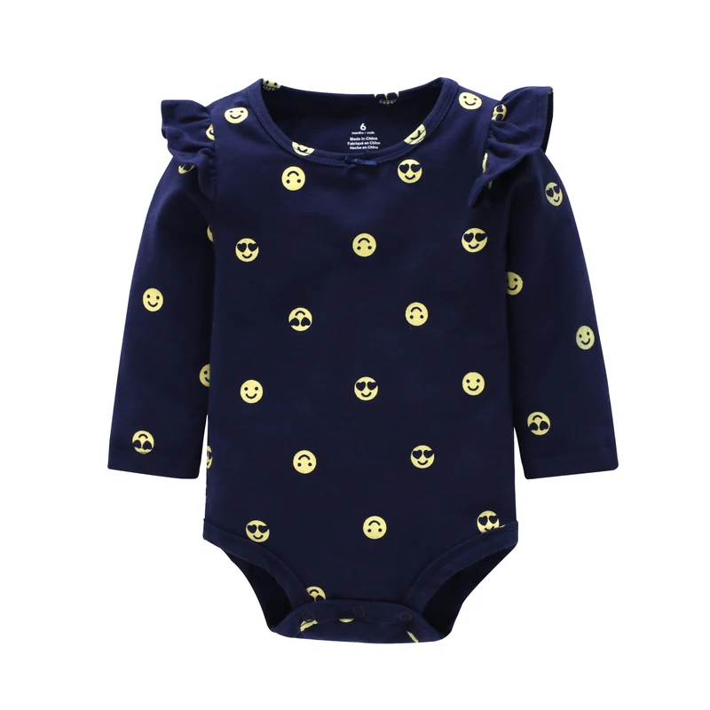 

2019 Autumn New Little Lucky Baby Love and Smiley Long Sleeve Romper Jumpsuit Men and Women Little Baby Clothes