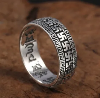 

mens jewellery buddhism rings silver 925 black ring 8mm