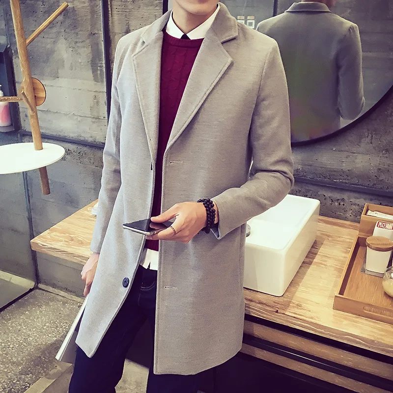 Winter Wool Coat Men Leisure Long Sections Woolen Coats Men's Pure Color Casual Fashion Jackets Casual Men Overcoat 2018 New Winter Wool Coat Men Leisure Long Sections Woolen Coats Men's Pure Color Casual Fashion Jackets Casual Men Overcoat 2018 New