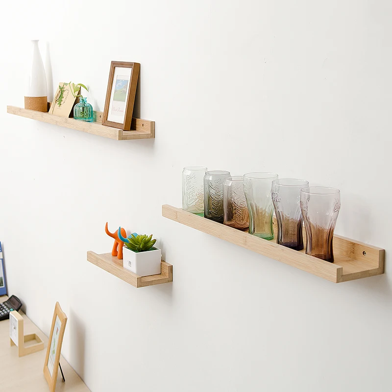 

Wall Storage Rack Bamboo Partition Shelf Friendly Bambu Racks Wall-Mounted Decorative Partitions Clapboard Rack Wooden Shelf