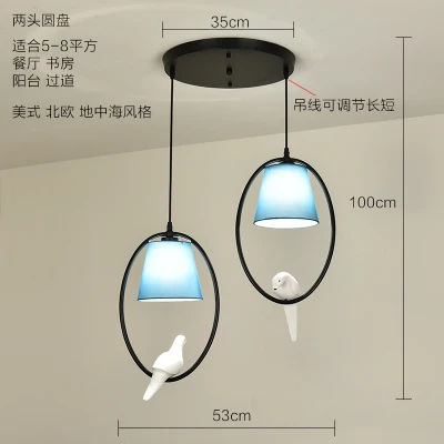 Скандинавский минималистичный креативный обеденный стол Средиземноморский бар столовая птица ресторан спальня кабинет люстра - Цвет корпуса: A-3 Double head